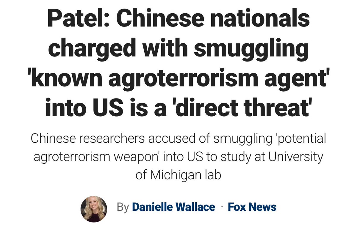 DIRECTOR PATEL on CCP
Attacks on U.S. Food Supply: “Smuggling a known agroterrorism agent into the U.S. is not just a violation of law, it’s a direct threat to national security.”