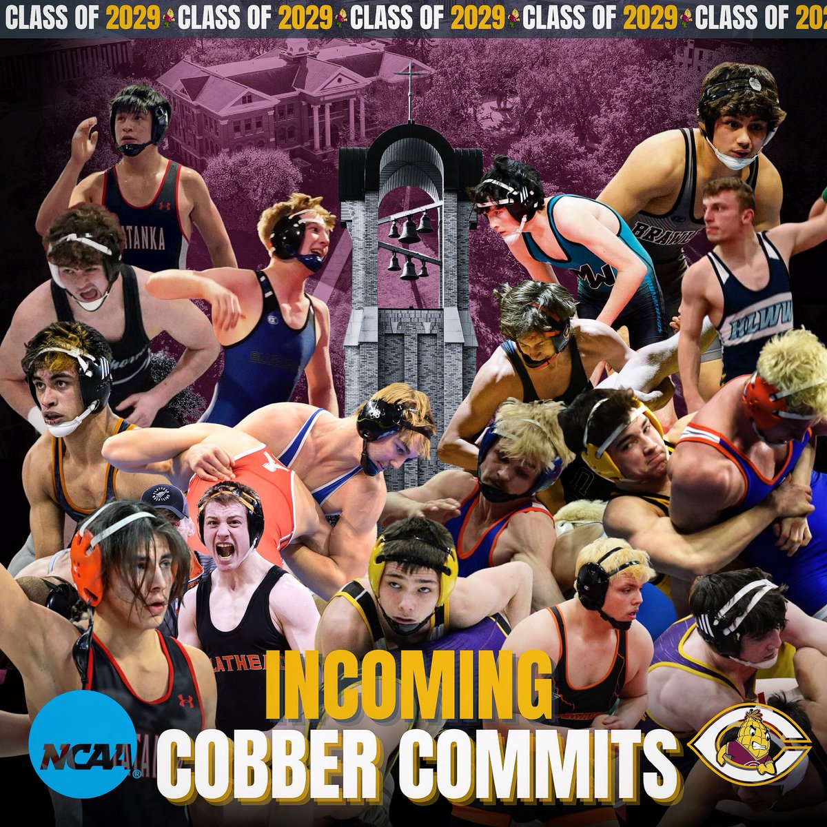 16 Commits. 6 States. Nearly 2000 career wins. 
The future is bright in Cobberville🌽🌽🌽

#cordmn #rollcobbs #cobberup #incomingfreshman #ncaawrestling #cobbs
