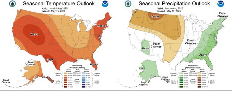 National weather services summer outlook and the current abnormally dry conditions are not a great look for a tame fire season. Pray that outlook is wrong we need rain this summer. #bcdrought