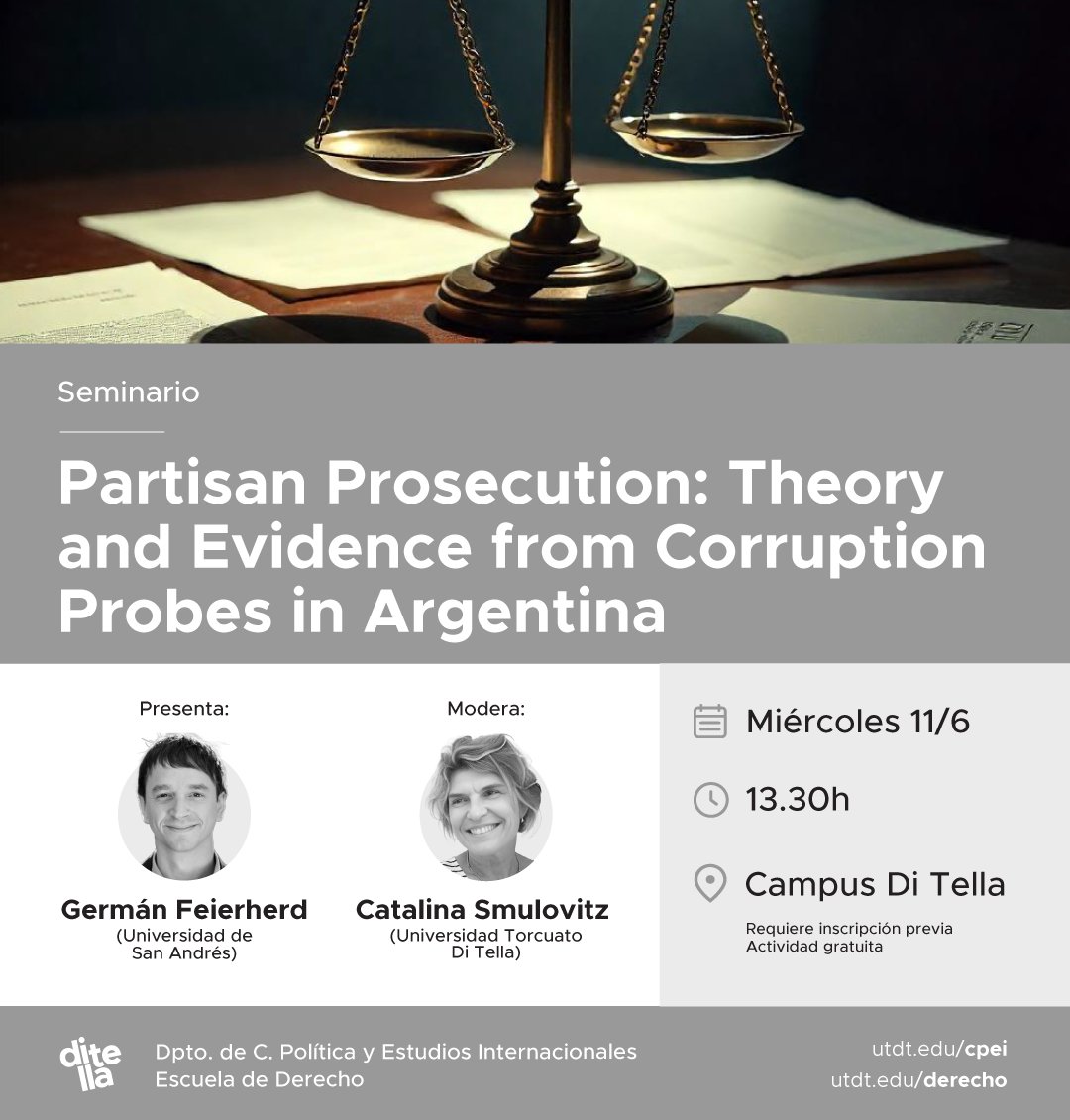 Universidad Torcuato Di Tella (@utditella) on Twitter photo El Dpto. de Ciencia Política y Estudios Internacionales y la Escuela de <a href="/DerechoUTDT/">Derecho Di Tella</a> invitan al seminario a cargo de Germán Feierherd <a href="/feierherd/">Germán Feierherd</a> (<a href="/UdeSA/">Universidad de San Andrés</a>). Modera: Catalina Smulovitz (UTDT). Inscripción acá 👉 bit.ly/4kNDeYS El Dpto. de Ciencia Política y Estudios Internacionales y la Escuela de <a href="/DerechoUTDT/">Derecho Di Tella</a> invitan al seminario a cargo de Germán Feierherd <a href="/feierherd/">Germán Feierherd</a> (<a href="/UdeSA/">Universidad de San Andrés</a>). Modera: Catalina Smulovitz (UTDT). Inscripción acá 👉 bit.ly/4kNDeYS