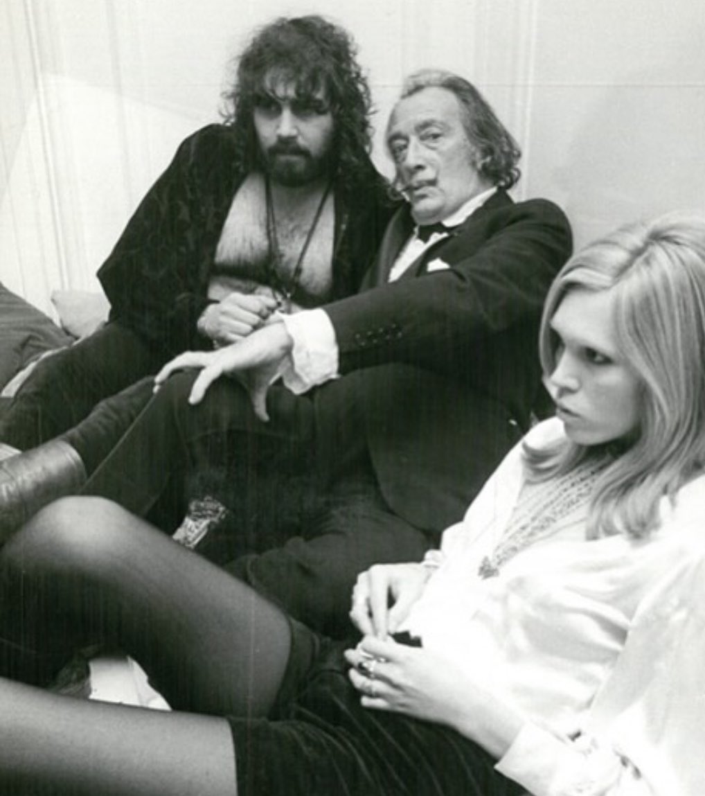 audiac's tweet photo. Vangelis, Salvador Dalí &amp; Amanda Lear, early 70s. https://t.co/HQ4Cg9u28l