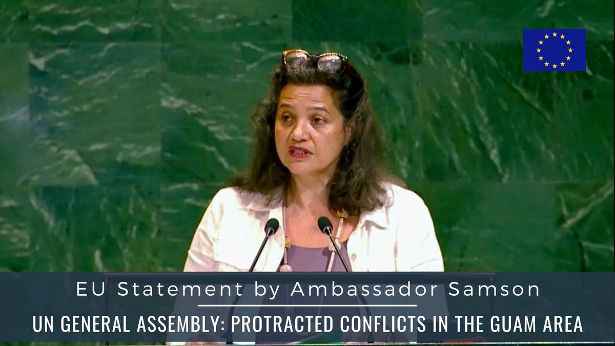 🇪🇺EU at UN-NY (@euatun) on Twitter photo The EU supports conflict resolution in Georgia & today's UNGA resolution on internally displaced persons IDPs.
EU underlines serious concern on the course of action by the govt of Georgia, incl. the potential impact on civil society. ~Amb <a href="/HeddaSamson/">Hedda Samson</a>
➡️eeas.europa.eu/delegations/un… The EU supports conflict resolution in Georgia & today's UNGA resolution on internally displaced persons IDPs.
EU underlines serious concern on the course of action by the govt of Georgia, incl. the potential impact on civil society. ~Amb <a href="/HeddaSamson/">Hedda Samson</a>
➡️eeas.europa.eu/delegations/un…