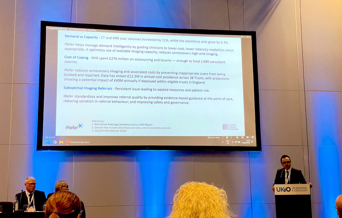 Day 2 of <a href="/UKIOCongress/">UKIOCongress</a> discussing iRefer Clinical Decisions System - a tool to help primary care referrers choose the right test, first time. This reduces pathway time, increases education, is best practice guideline driven and prevents expenditure on unnecessary imaging.