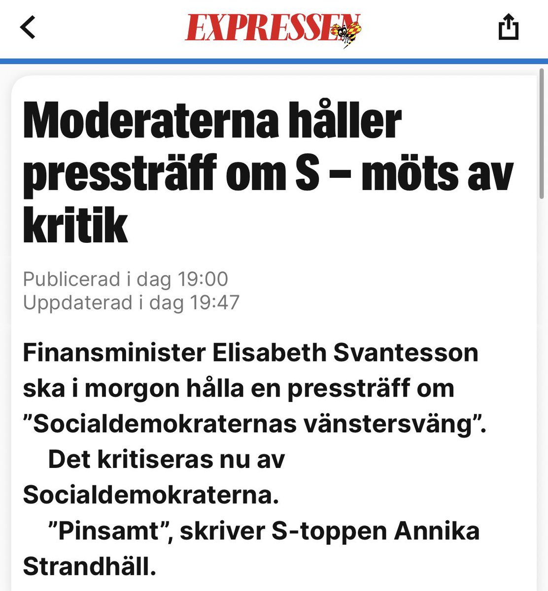 Vi synar Socialdemokraternas vänstersväng och de reagerar som om vi trampat på en öm tå.

Det är inte pinsamt att granska S, det är allra högst grad nödvändigt.