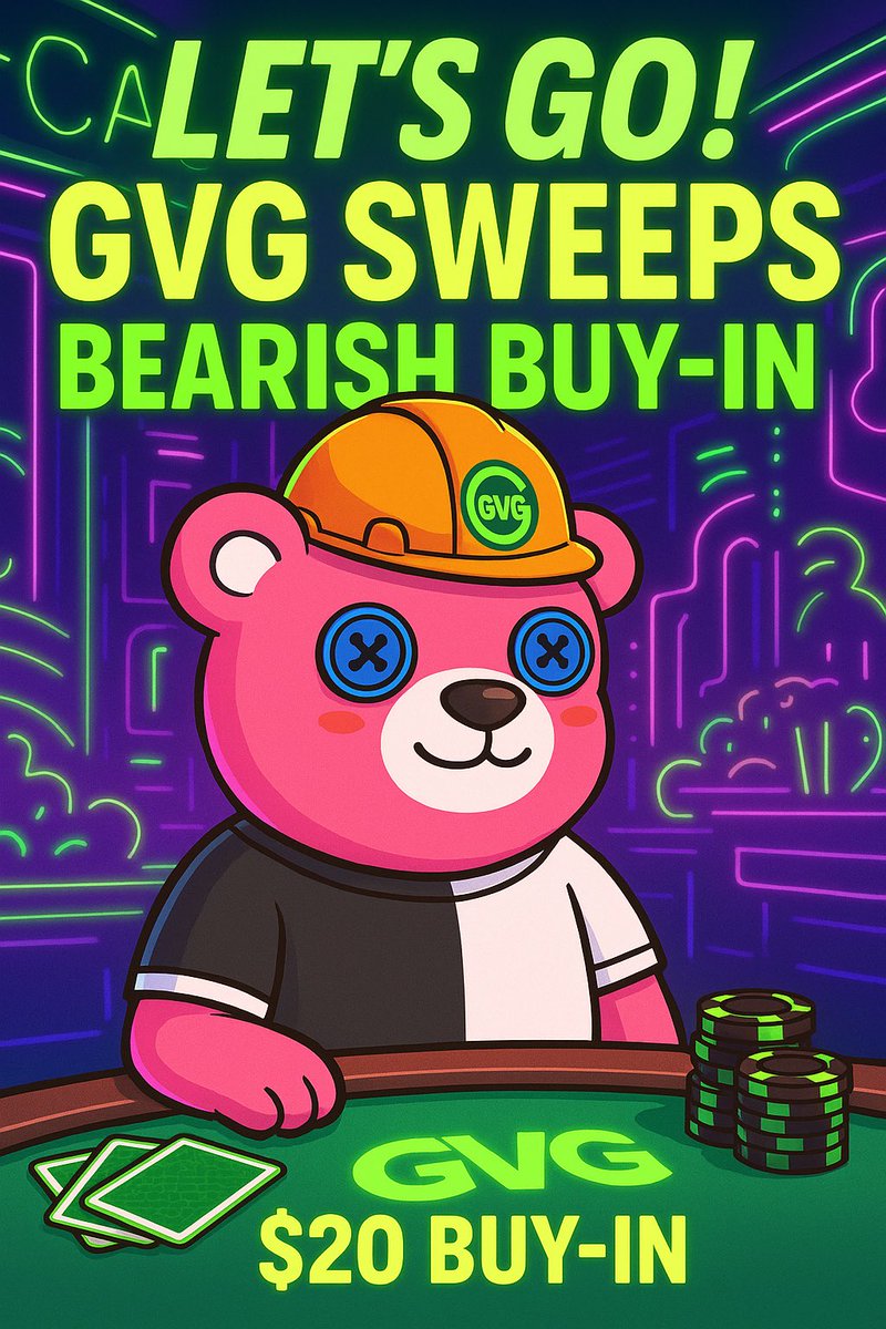 🚨 GVG Sweeps: Bearish Buy-In 
Poker Night 🧸  
Back to the roots — cards, community, and #Bearish vibes! Join us for a high-stakes poker night to sweep #BearishNFTs and grow the community!  

🗓️ Friday, June 6th
🕘 9:00 PM EST– X Space (Live Hype &amp; Chill)  
🔗