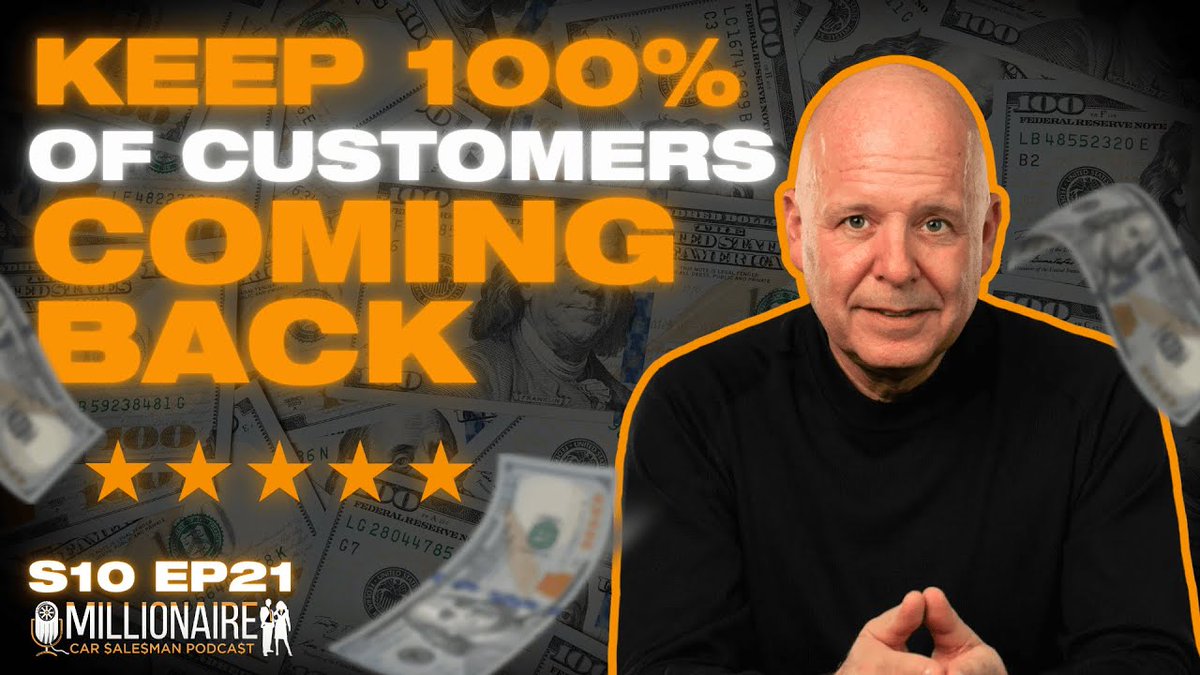 Customer Loyalty Secrets: How to Keep 100% of Your Customers Coming Back 

💻 Watch LIVE: youtube.com/watch?v=C7FLeV… 

Tune in now! 💪

#MillionaireCarSalesman #AutomotiveSales #CarSalesTips #CustomerExperience #DealerSuccess #CustomerLoyalty #SalesTraining #DealerSynergy