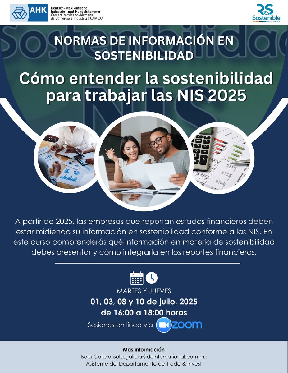 AHK Mexiko | CAMEXA (@ahkmexikocamexa) on Twitter photo Participa en el curso “Cómo entender la sostenibilidad para trabajar las NIS 2025” y prepárate para los nuevos requerimientos.
📅 01, 03, 08 y 10 julio | 16:00 h | Online vía Zoom
📩 isela.galicia@deinternational.com.mx
#NIS2025 #PartnerEnMéxico Participa en el curso “Cómo entender la sostenibilidad para trabajar las NIS 2025” y prepárate para los nuevos requerimientos.
📅 01, 03, 08 y 10 julio | 16:00 h | Online vía Zoom
📩 isela.galicia@deinternational.com.mx
#NIS2025 #PartnerEnMéxico