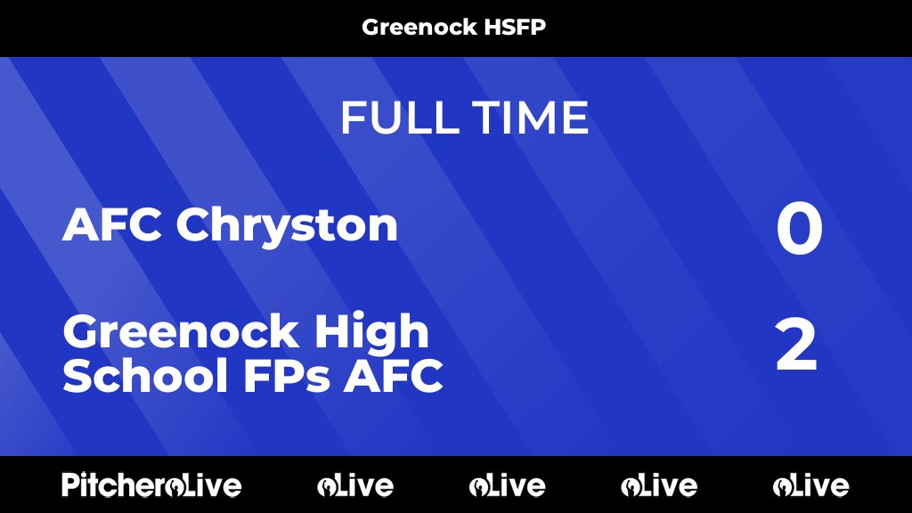FULL TIME: AFC Chryston 0 - 2 Greenock High School FPs AFC
#AFCGRE #Pitchero
pitchero.com/clubs/greenock…
