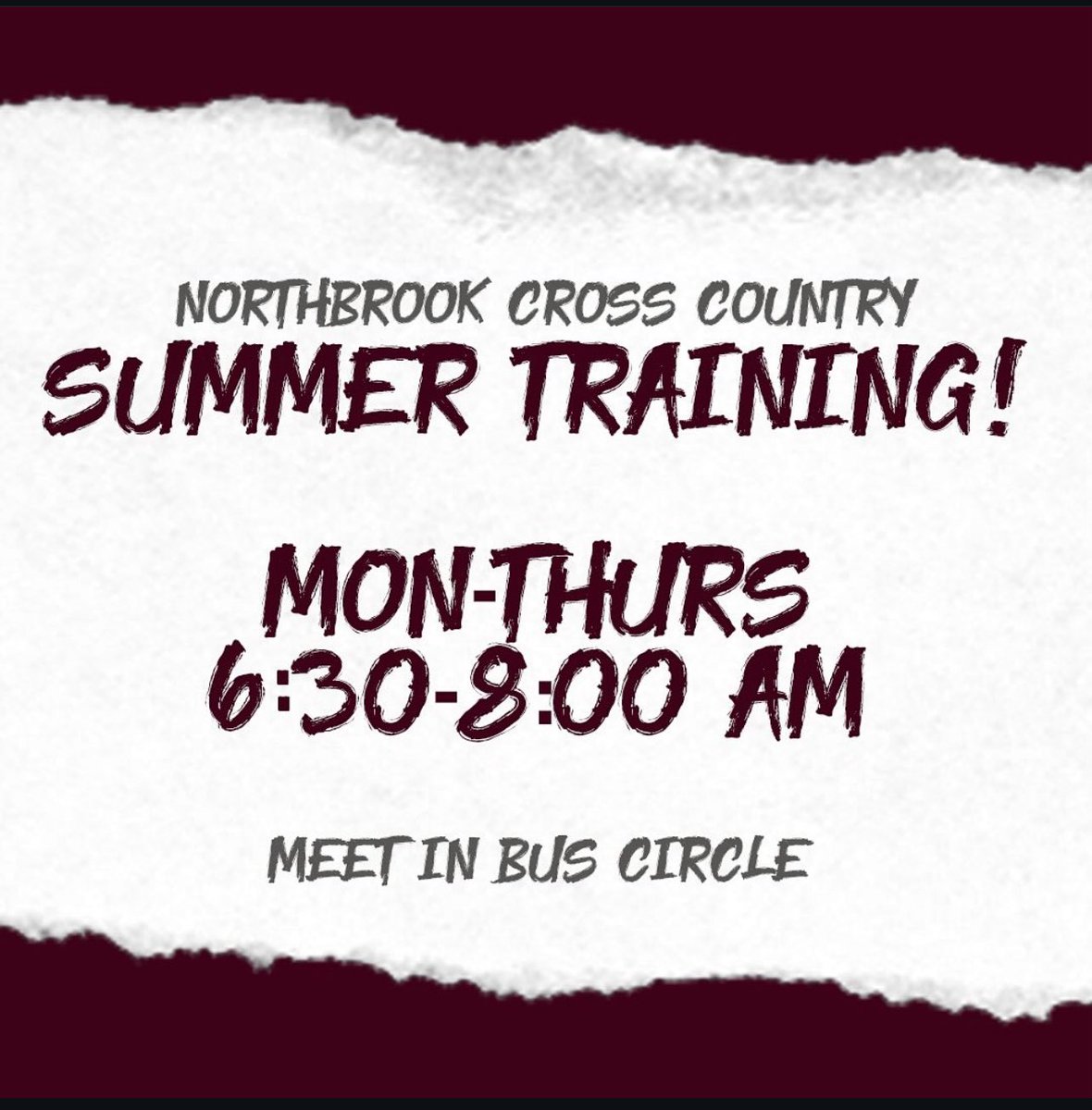 Northbrook XCTF (@northbrookxctf) on Twitter photo First day of Summer Training is Monday, June 9th!
📍 Meet in the bus circle
💧 Bring water
🚨⚠️MUST HAVE A PHYSICAL AND RANKONE COMPLETED ⚠️🚨
Questions ❓❓
Email: Coach Salazar (Abel.Salazar@springbranchisd.com)
or
Coach Moore (Jasmine.Torres@springbranchisd.com) First day of Summer Training is Monday, June 9th!
📍 Meet in the bus circle
💧 Bring water
🚨⚠️MUST HAVE A PHYSICAL AND RANKONE COMPLETED ⚠️🚨
Questions ❓❓
Email: Coach Salazar (Abel.Salazar@springbranchisd.com)
or
Coach Moore (Jasmine.Torres@springbranchisd.com)