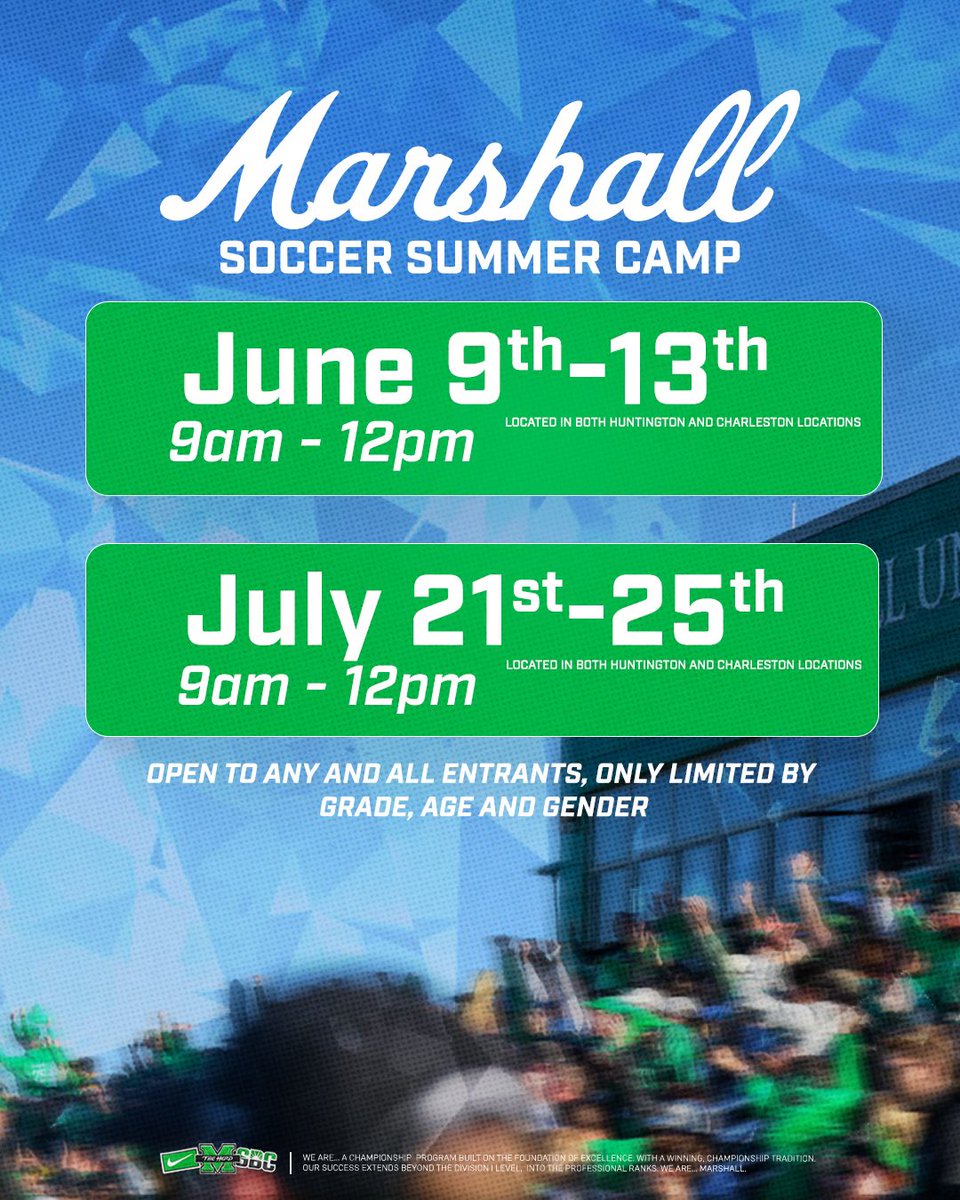 Our first Summer Camp is next week!

There’s still time to sign up! ➡️ bit.ly/2025MUSoccerCa…

#WeAreMarshall