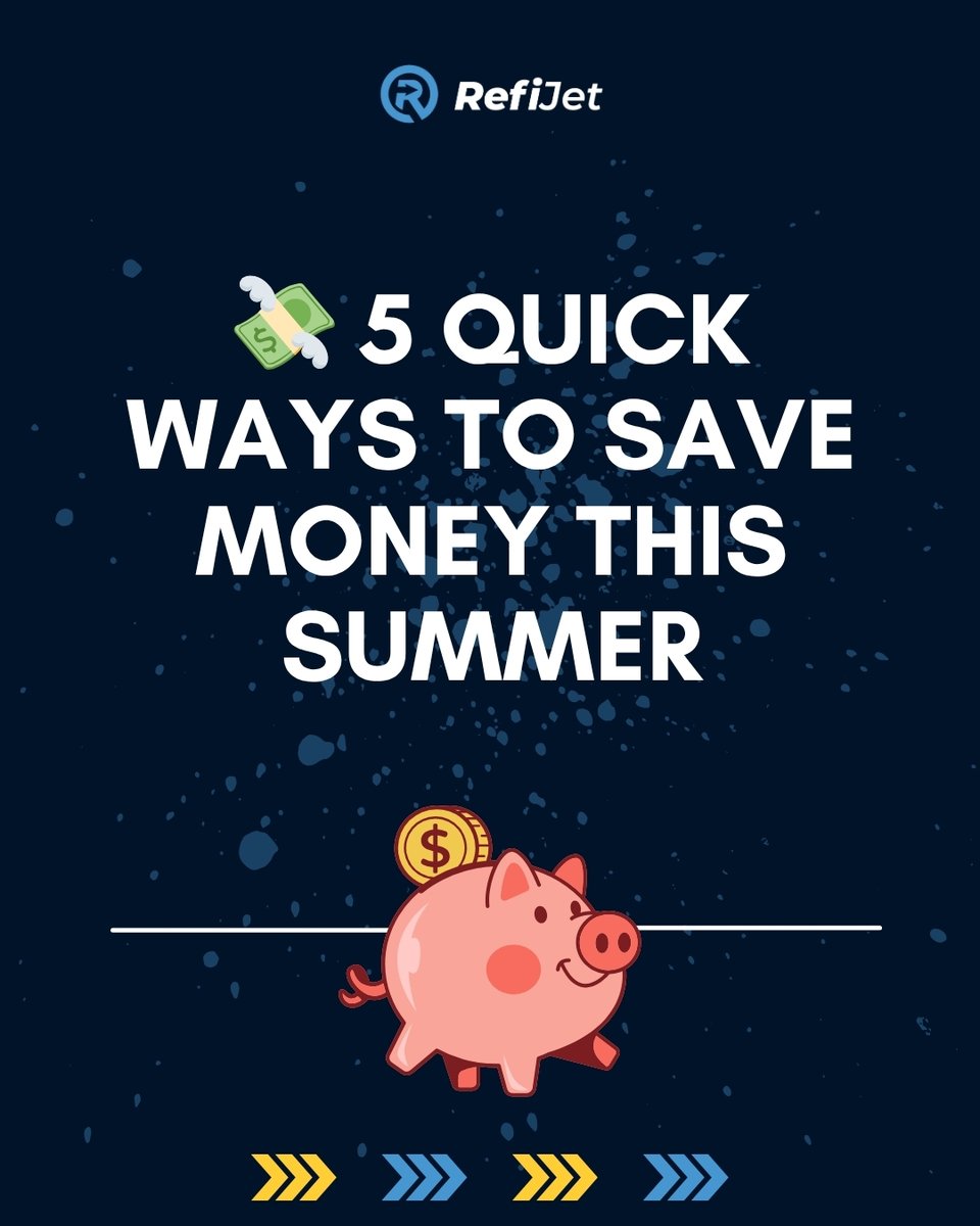 RefiJet's tweet image. 5 fast ways to save this summer:

 🚗 Refinance your auto loan with RefiJet
 ❄️ Lower A/C costs
 🛒 Shop smarter
 💰 Automate savings
 📉 Cancel unused subs
Let your money chill while you enjoy the sun!

#SummerSavings #RefiJet #MoneyTips #autoloans #carloans #refinance