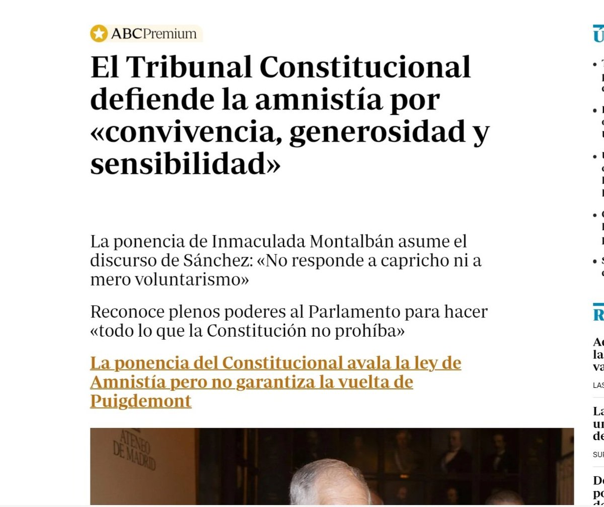 El Tribunal Constitucional se declara partidario de la amnistía. Pero no acaba aquí la infamia sino que su ponente encima nos dice que lo hacen por "convivencia, generosidad y sensibilidad".