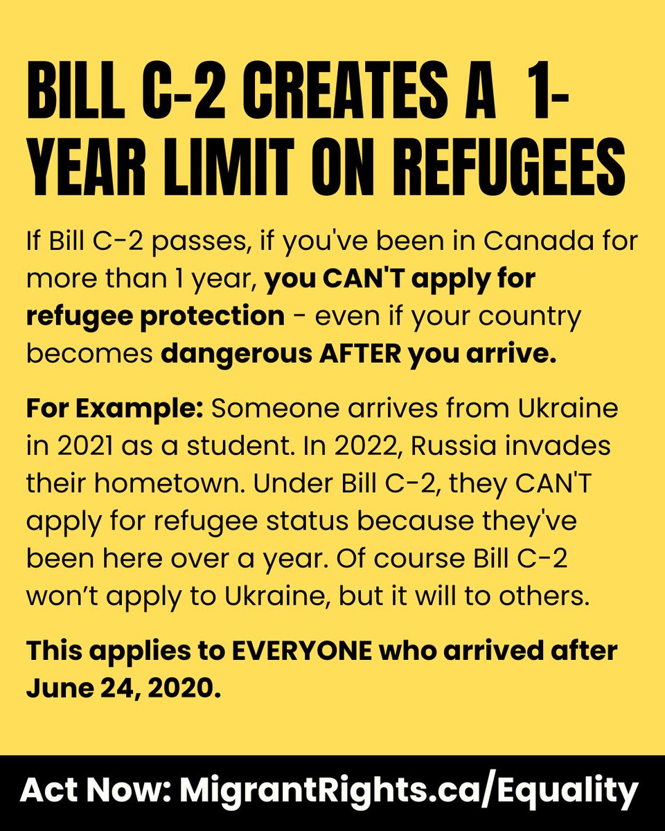 It creates a 1 year limit on gaining refugee protection.