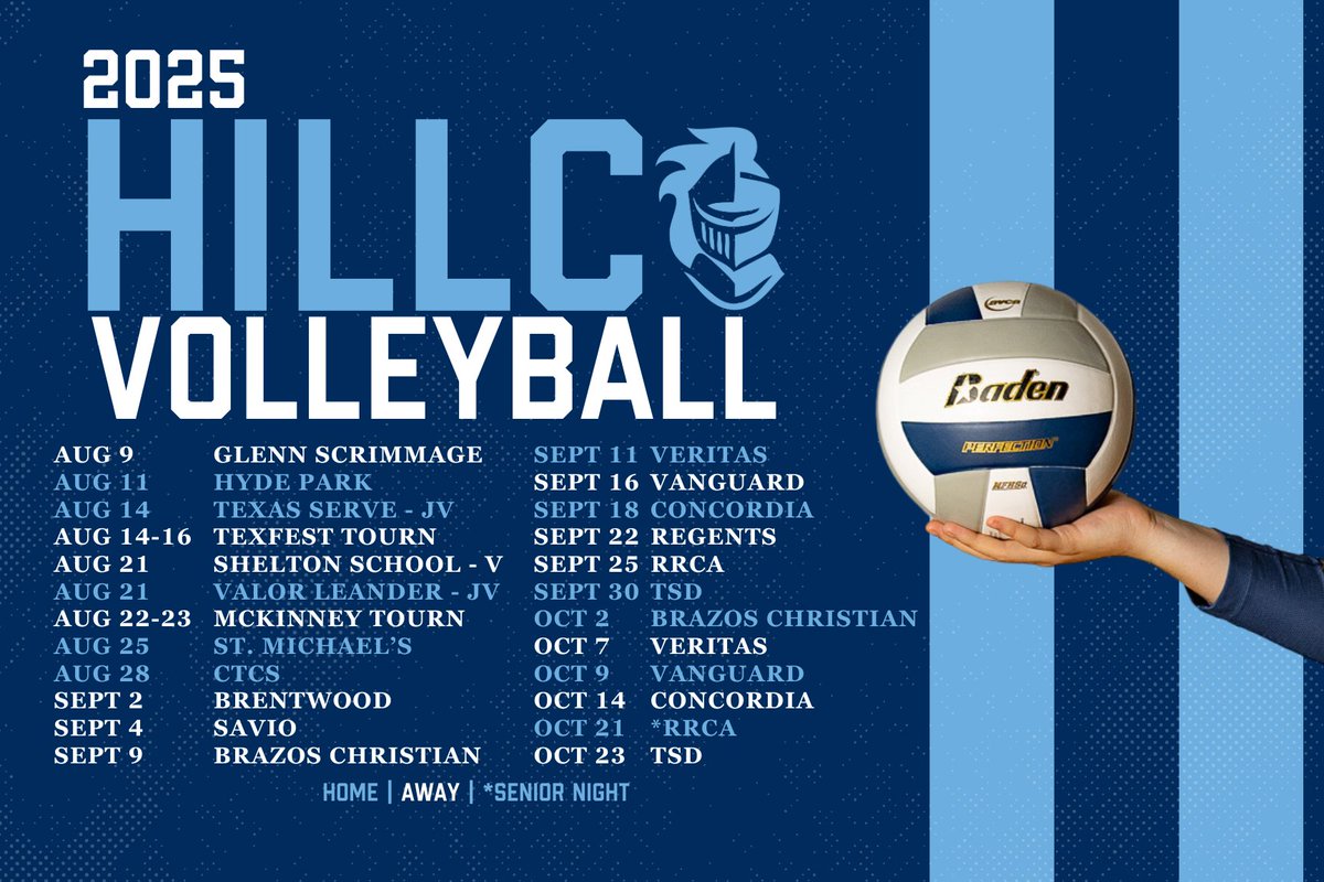 The 2025 Lady Knights volleyball schedule is here! Looking forward to an amazing season! #HillCoAthletics