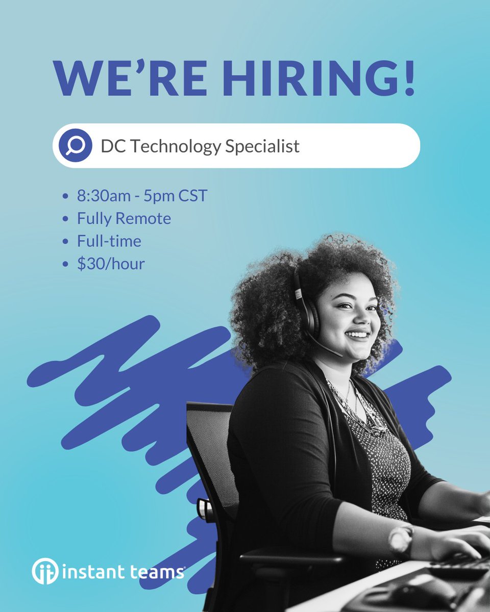 🌟HOT NEW JOB ALERT!🌟

We are looking for a DC Technology Specialist to join our team! Learn more about this role and apply: hubs.la/Q03qsw6Z0
#remotework #workfromhome #remotejob #nowhiring #applynow #remote #militaryspouse #milspouse #milspousetalent #instantteams