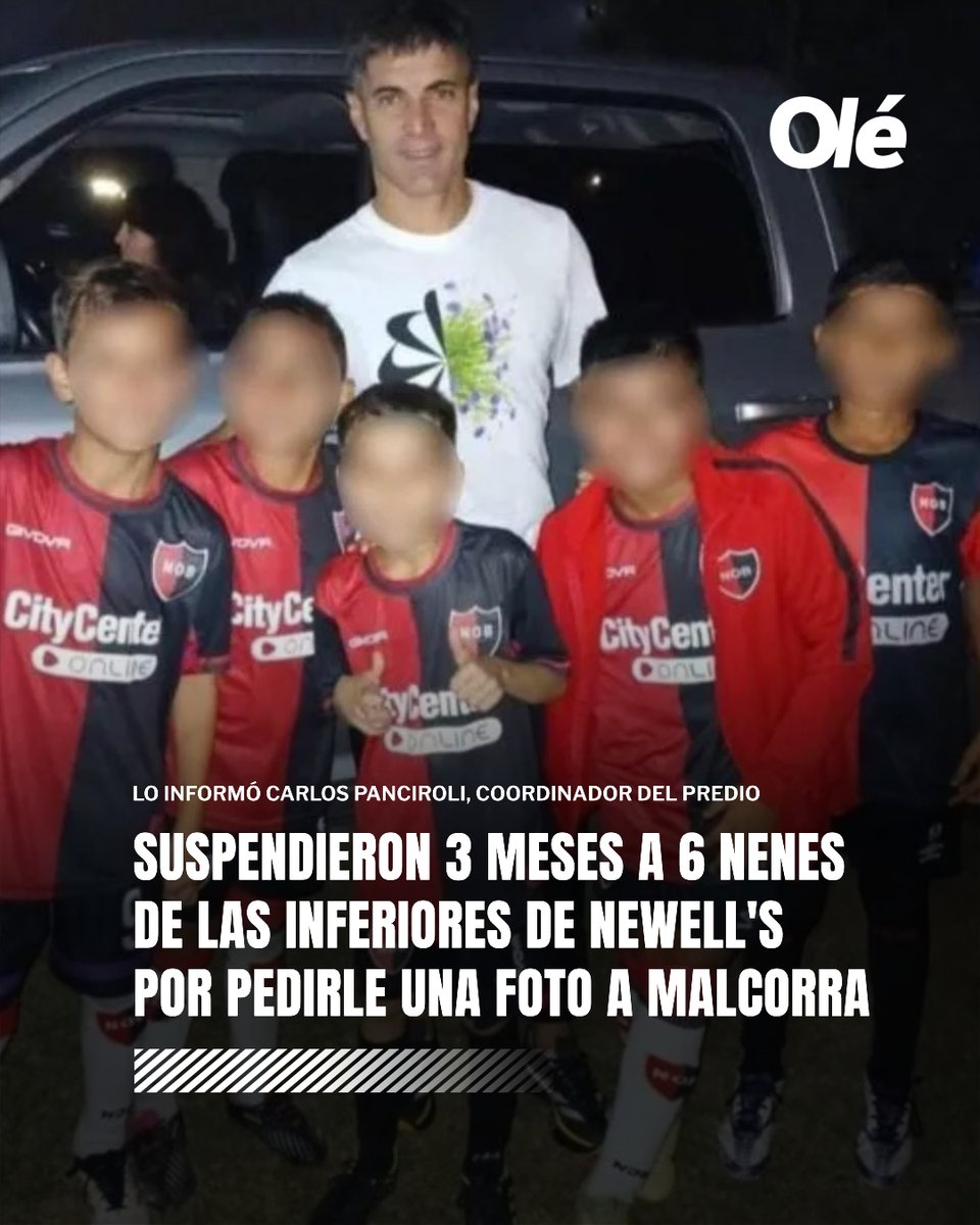 🚨🔴⚫️ Suspendieron por tres meses a seis nenes de las Inferiores de Newell's por pedirle una foto a Ignacio Malcorra 📸

🗣️ "La foto generó muchas cosas; y más aún en el momento en que vivimos. Por eso se tomó una medida con el fin de preservar la vida cotidiana en la entidad",