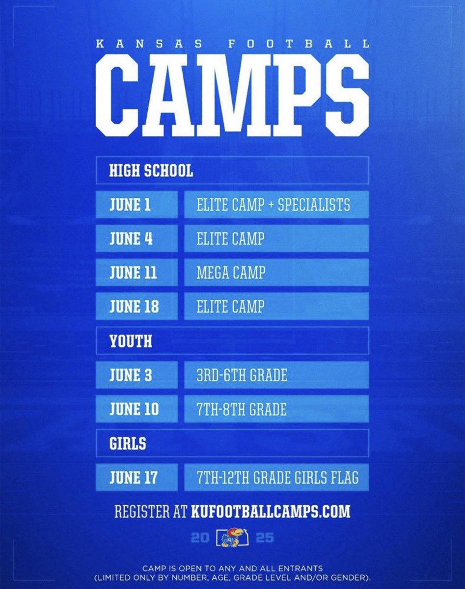 Josiah Robinson (@_josiahrobinson) on Twitter photo I'll be competing as an athlete at the <a href="/KU_Football/">Kansas Football</a> camp tomorrow, 6/4.
<a href="/CoachBshelb/">Brandon Shelby</a> <a href="/CoachWallaceKU/">Jonathan Wallace</a> <a href="/CoachSvarczkopf/">Greg Svarczkopf</a> <a href="/LSNorthFootball/">Lee's Summit North Football</a> <a href="/Elcoach_rogers/">Jason Rogers</a>
#RockChalk I'll be competing as an athlete at the <a href="/KU_Football/">Kansas Football</a> camp tomorrow, 6/4.
<a href="/CoachBshelb/">Brandon Shelby</a> <a href="/CoachWallaceKU/">Jonathan Wallace</a> <a href="/CoachSvarczkopf/">Greg Svarczkopf</a> <a href="/LSNorthFootball/">Lee's Summit North Football</a> <a href="/Elcoach_rogers/">Jason Rogers</a>
#RockChalk
