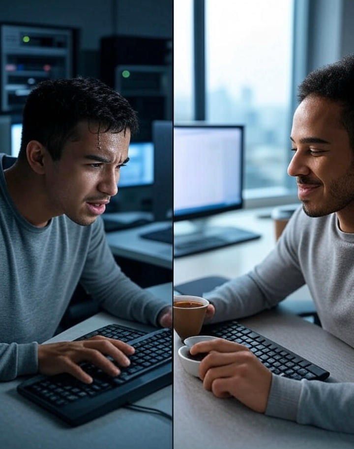 Before <a href="/TanssiNetwork/">Tanssi</a>
A person is sweating, writing code, configuring servers — 6 months have passed, but the chain still isn’t launching.

After <a href="/TanssiNetwork/">Tanssi</a>

The same person is casually sipping tea, clicking the “Launch” button — and the chain is ready in just a few minutes!