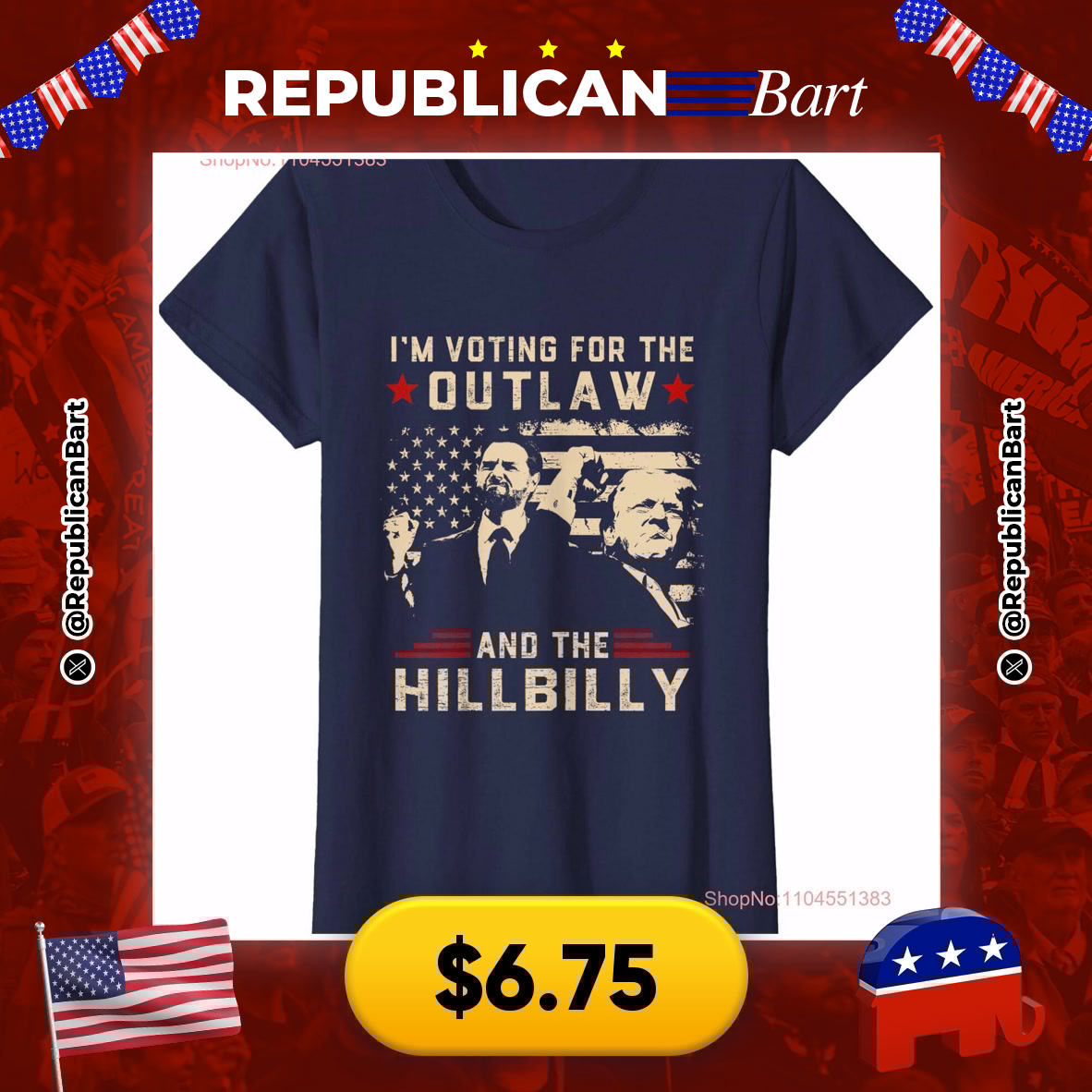 RepublicanBart's tweet image. VOTE 2024! SHOW YOUR PRIDE! 🦅🇺🇸

👕 Trump 2024 USA Flag T-Shirt
💰 $6.75

🔗 s.click.aliexpress.com/e/_ooqmHra

#Trump2024 #USAFlag #PoliticalMerch