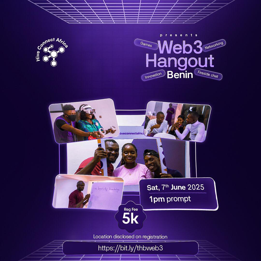 🚨 Big Announcement! 🚨
I’m excited to share that I’ll be the official host for Web3 Hangout Benin, powered by “Hive Connect Africa”, happening this June 7th! 🗓️🔥
<a href="/unibencrypto/">Blockchain Uniben</a> <a href="/HiveConnectAF/">Hive Connect Africa</a> <a href="/Gracehills55/">Hilary Azubuike</a> <a href="/iam_josephsage/">Sage Of Magnitron || 🟪〽️🟪</a>