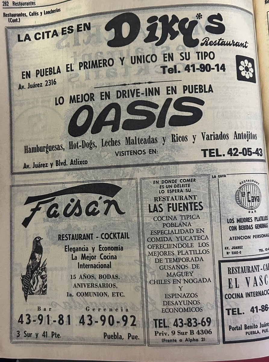 Algunos anuncios del directorio  de Puebla en 1975. 

#PueblaAntigua