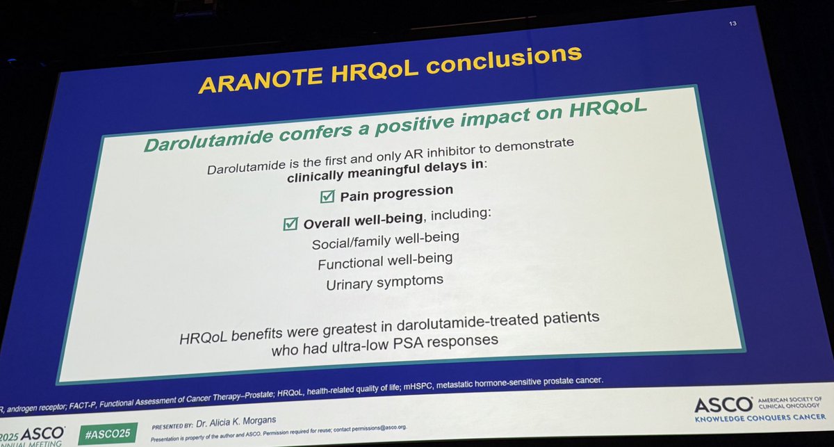 Neeraj Agarwal, MD, FASCO (@neerajaiims) on Twitter photo Congrats <a href="/CaPsurvivorship/">Alicia Morgans, MD, MPH</a> for the outstanding talk <a href="/ASCO/">ASCO</a> #ASCO25 👉favorable health-related QOL reported by the pts in ph3 ARANOTE trial treated with darolutamide in mHSPC #prostatecancer 👇<a href="/OncoAlert/">OncoAlert</a> <a href="/urotoday/">UroToday.com</a> <a href="/PCF_Science/">PCF Science</a> @fredsaad Congrats <a href="/CaPsurvivorship/">Alicia Morgans, MD, MPH</a> for the outstanding talk <a href="/ASCO/">ASCO</a> #ASCO25 👉favorable health-related QOL reported by the pts in ph3 ARANOTE trial treated with darolutamide in mHSPC #prostatecancer 👇<a href="/OncoAlert/">OncoAlert</a> <a href="/urotoday/">UroToday.com</a> <a href="/PCF_Science/">PCF Science</a> @fredsaad
