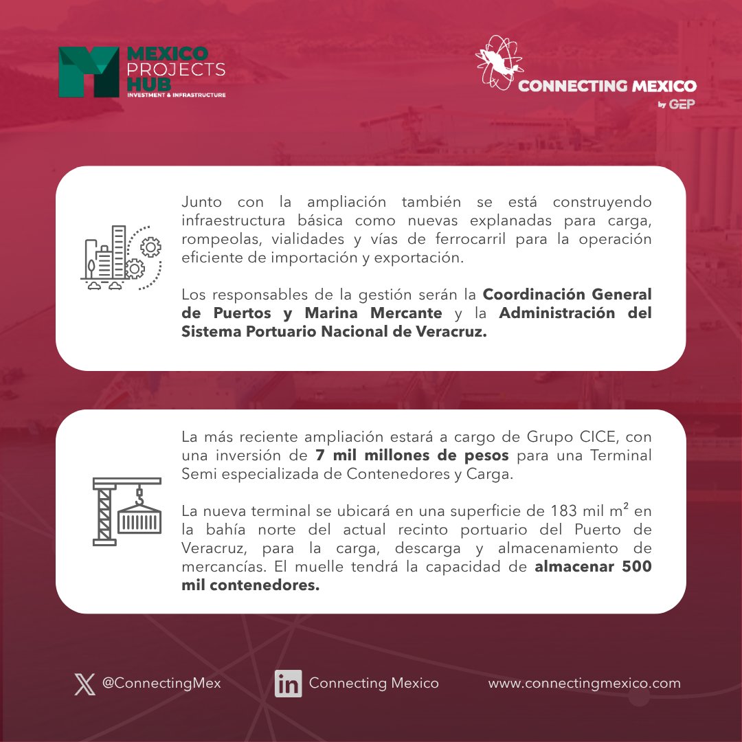 🚢 La ampliación del Puerto de Veracruz es una de las apuestas logísticas más importantes del país para fortalecer la competitividad, atraer inversión y reducir costos de operación.

Te compartimos algunos datos clave sobre este proyecto estratégico 👇🏻

#PuertoVeracruz