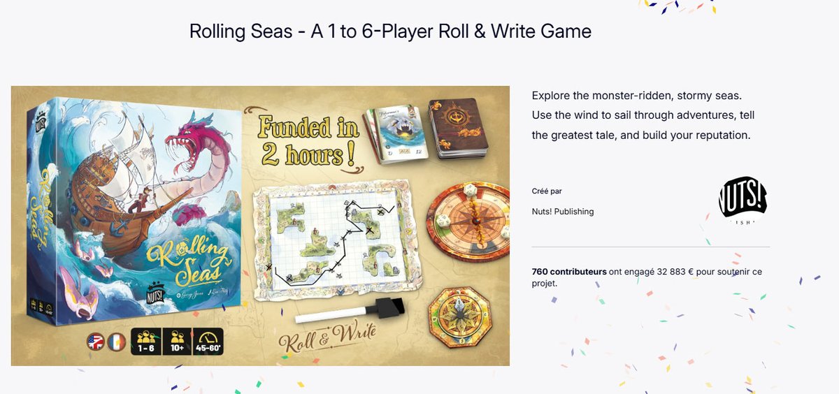 Our Kickstarter campaign for #RollingSeas is over! Thank you all for believing in the game as much as we do. Come meet up on our server to have a chat about it! discord.gg/YkfuQDNR
And we'll open the late pledge very soon on our website.