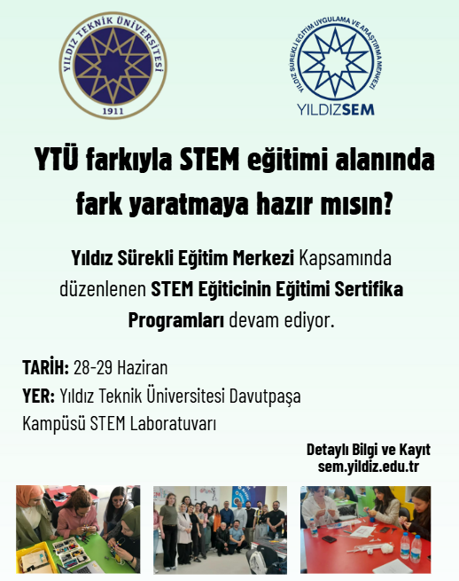 ytustemlab's tweet photo. STEM Eğiticinin Eğitimi Sertifika Programları @YTUSEM tarafından düzenlenmeye devam ediyor. 
#YTÜ farkıyla alanında uzman eğitmen eşliğinde uygulamalı, interaktif ve sertifikalı bir eğitim seni bekliyor. 

Bilgi ve kayıt: https://t.co/sNlF9nbzJu

@YildizEdu  @msamitopcu https://t.co/AAauCY8abZ