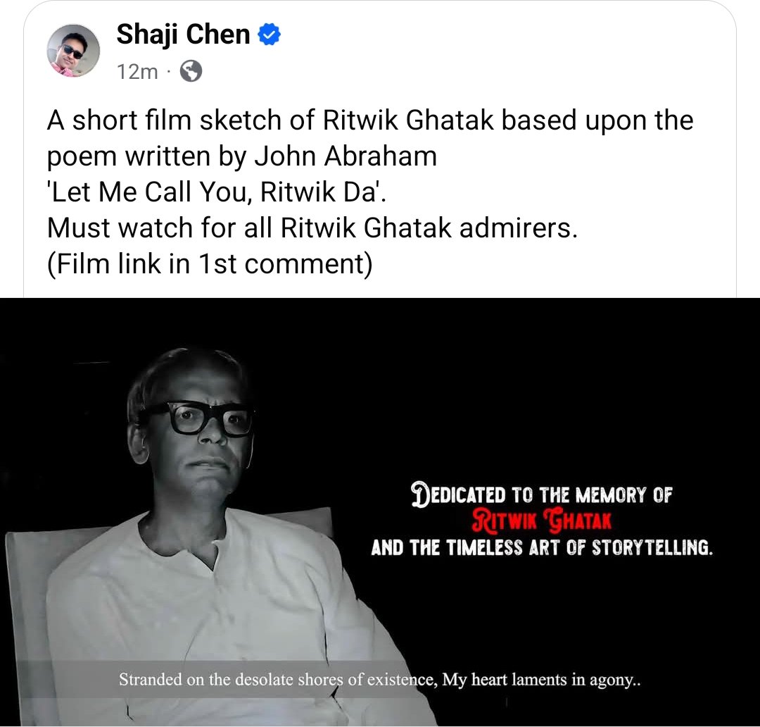 arinpaul's tweet photo. Thank you Shaji Chen. 🌹❤️
Let Me Call You, Ritwik Da.
Watch || https://t.co/p6YbxCvS9J ||
#LetMeCallYouRitwikDa #RitwikGhatak #ShortFilm #ArinPaulProductions #TheRitwikGhatakExperience #JohnAbraham https://t.co/uTcSslmoj9