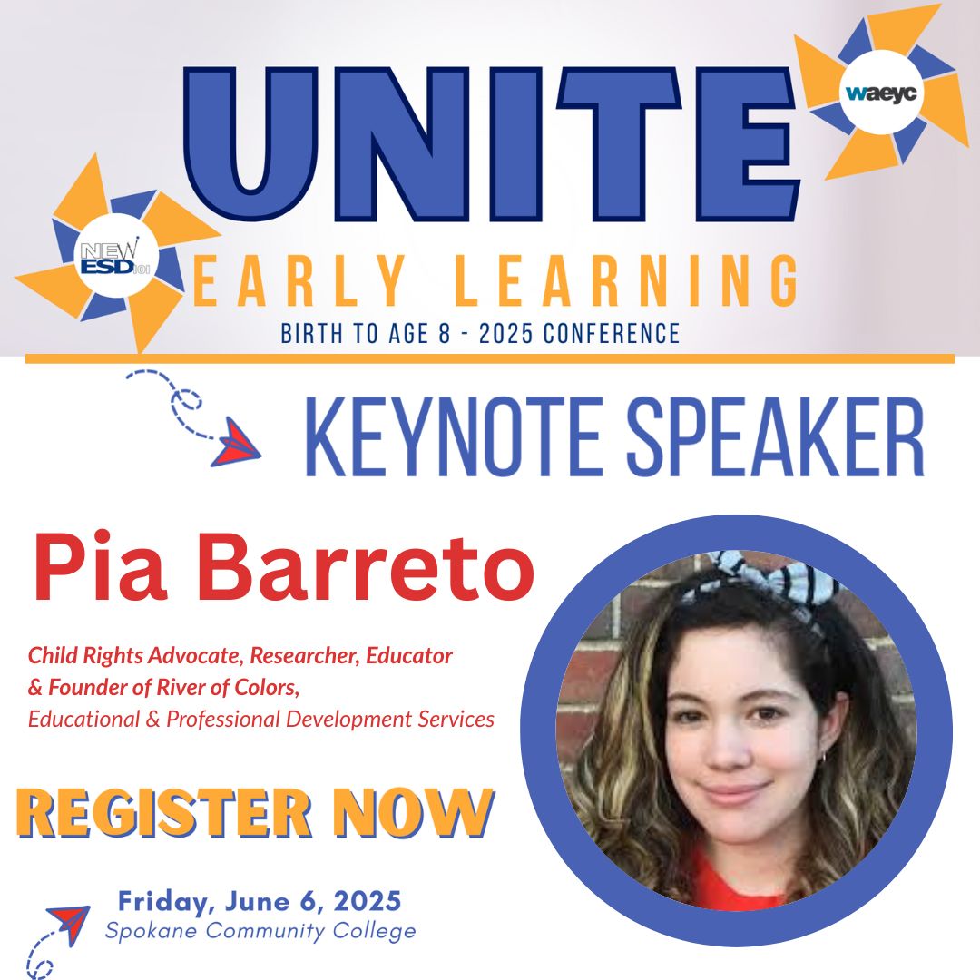🚨 LAST DAY to register online for this Friday's UNITE Early Learning Conference at SCC!

Keynote: Pia Barreto, child rights advocate shares powerful insights on healing &amp; liberation in early childhood.

🔗 bit.ly/4hBatNX

#WAedu #NEWESD101 #waeyc <a href="/WAEYC/">WAEYC</a>