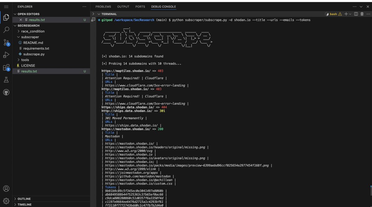 Subscrape

#Python tool to search subdomains and extract titles, urls, emails, tokens and any other information from the HTML code of their main pages using regular expressions.

github.com/cesc0sec/SecRe…

#osint