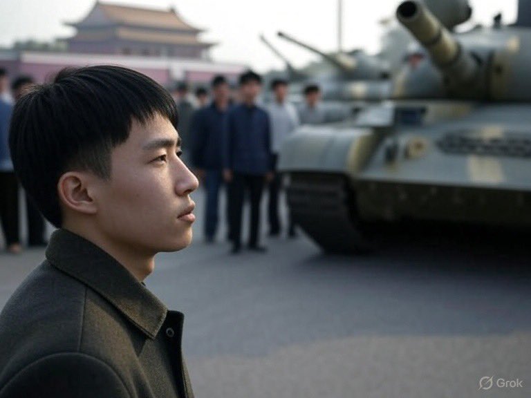WOTSEN969's tweet photo. 用Grok生成一副纪念6.4的画，ChatGPT
就生成不了，反正共匪都不会让你进中国的，那么在乎共匪干嘛 https://t.co/mrdoFG94fA