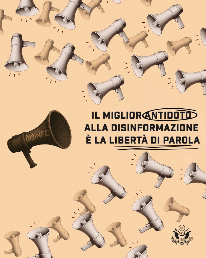 Mentre riaffermiamo l'impegno degli Stati Uniti verso i principi fondamentali della libertà di parola sanciti dalla Costituzione, rimarremo vigili anche all'estero, non solo contro le minacce provenienti da avversari come la Cina, ma anche da Paesi inaspettati, dove la censura