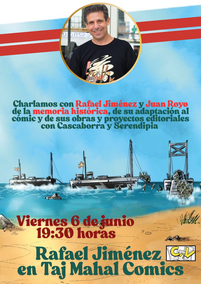 El viernes, a partir de las 19:30h, tendremos un encuentro con Rafael Jiménez, charlaremos de sus obras con Juan Royo y a continuación dedicará sus obras a los presentes.

Si no puedes venir, puedes reservar tu ejemplar firmado  en el siguiente enlace:

tajmahalcomics.com/autor-comics/r…
