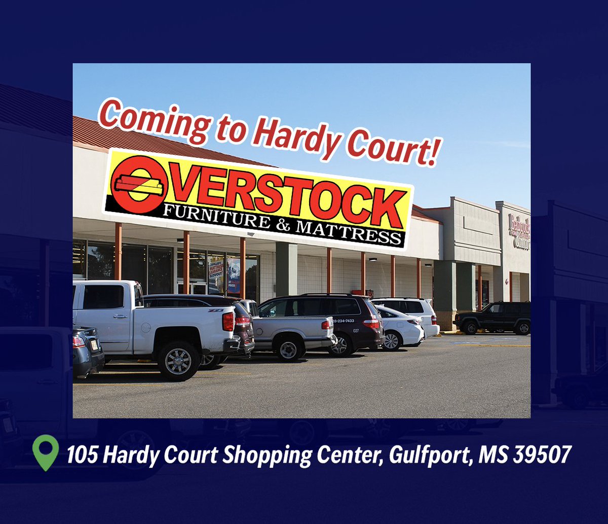 SEC | 228.276.2700

SEC is excited to announce Overstock Furniture &amp; Mattress is coming to Hardy Court Shopping Center. We are pleased to have been a part of this lease transaction.
#cre #retail #GulfportMS

Monte Luffey | 228.547.1953, Victoria Salloum | 228.224.4777