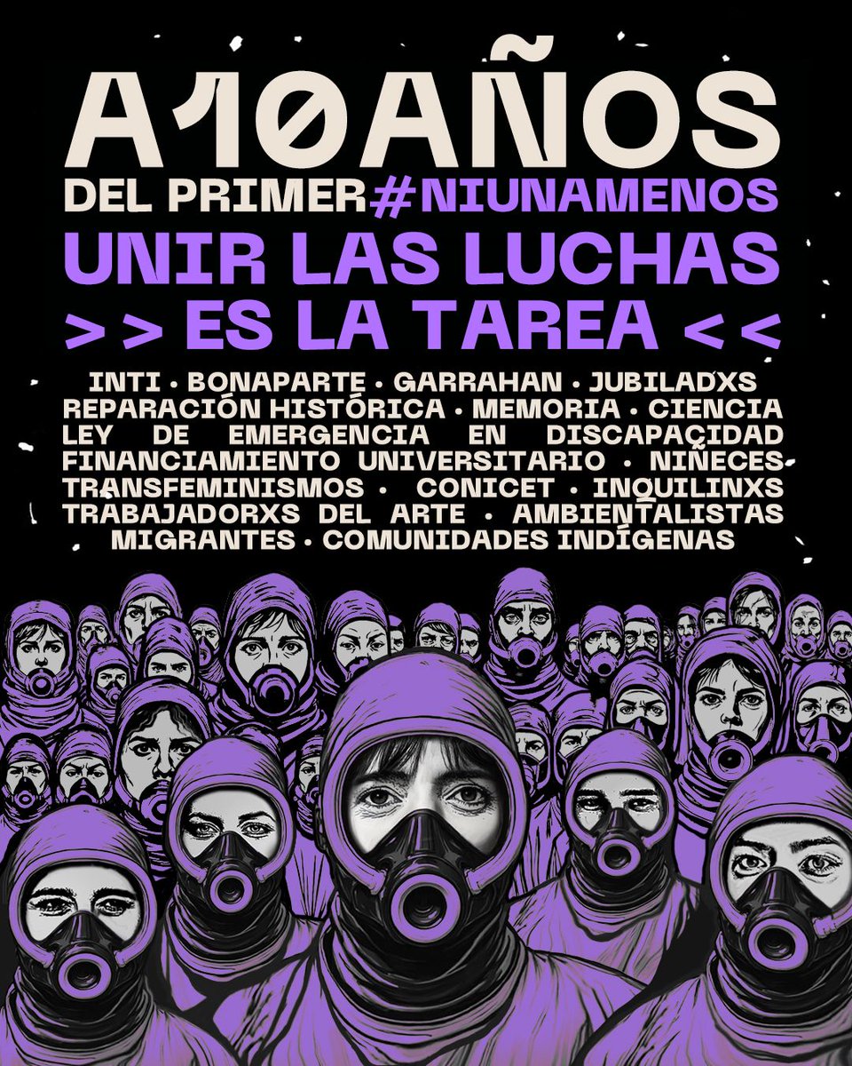 💜Hace diez años un grito colectivo nos cambió. #NiUnaMenos nos multiplicó en las calles y convirtió la bronca en potencia.

👊🏾Ahora, unir las luchas es la tarea.

⚡Este miércoles 4 de junio vamos al Congreso.