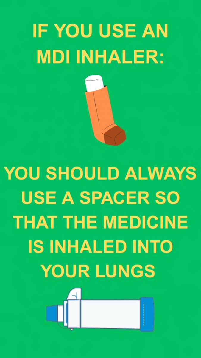 Saw an adult at work today getting really short of breath when moving equipment. They used their inhaler, but no spacer. 
Had to give a bit of asthma advice on the spot! Always use a spacer 👇👇👌