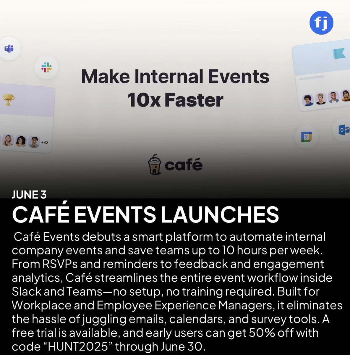 Congrats on the launch <a href="/sys_less/">Arthur Lorotte de Banes</a> &amp; team Café Events!

🚨 Live on <a href="/ProductHunt/">Product Hunt 😸</a> 👇

fondo.ai/4jzeUsT