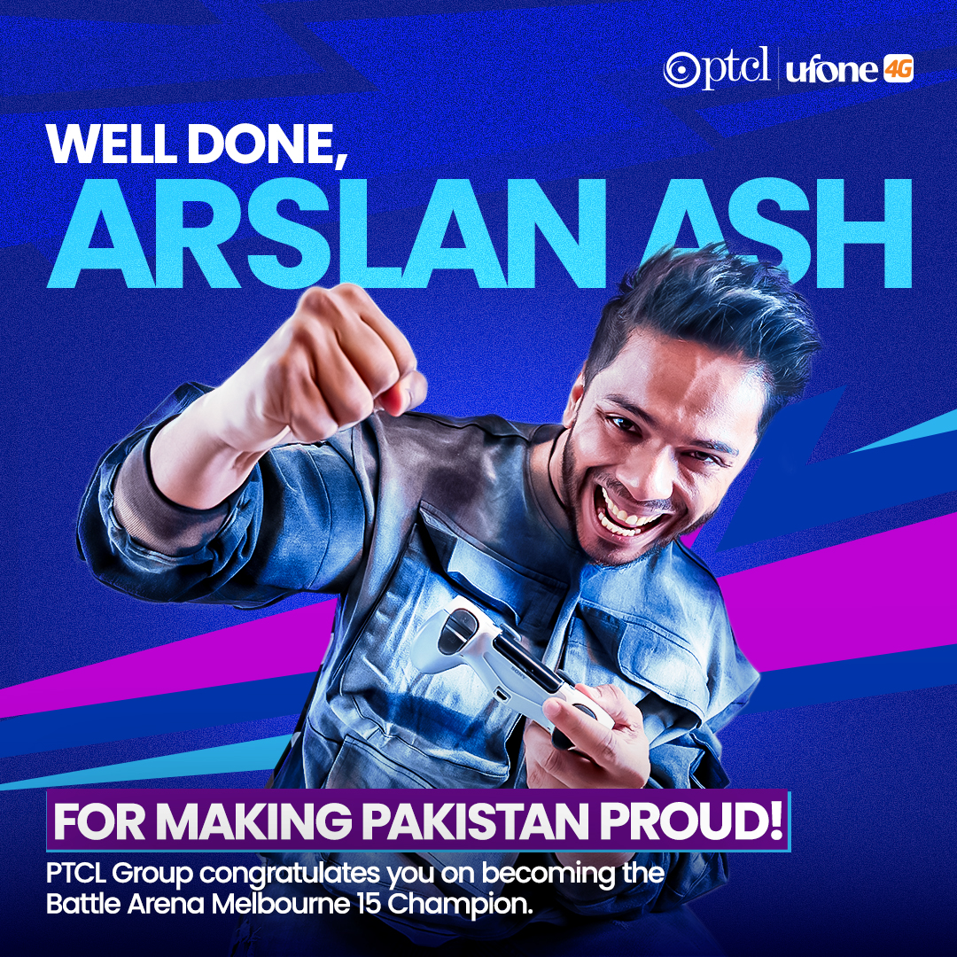 Ufone's tweet photo. He didn’t just win a title — he lifted a nation’s pride.
🎮 Arslan Ash has once again proven that greatness knows no boundaries.
PTCL Group proudly congratulates the Battle Arena Melbourne 15 Champion.

#ArslanAsh
#BattleArenaMelbourne15
#PTCLGroup
#TekkenChampion https://t.co/DaOPYsuIx1