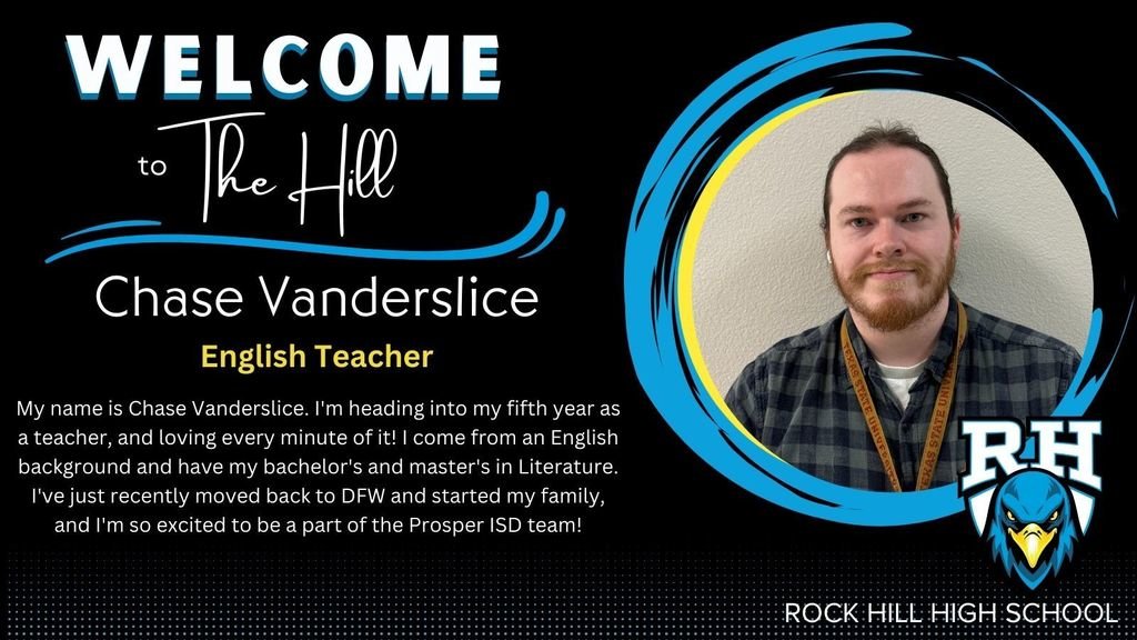 Rock Hill High School (@rockhillhs) on Twitter photo The Blue Hawk family continues to grow! Please help us welcome Chase Vanderslice to The Hill as the newest member of our English team! ๐โ๏ธ Weโre excited to have him on board. <a href="/eastngat/">Terry Mouton</a> <a href="/RockHillMedia/">Rock Hill Media</a> #RockSolid The Blue Hawk family continues to grow! Please help us welcome Chase Vanderslice to The Hill as the newest member of our English team! ๐โ๏ธ Weโre excited to have him on board. <a href="/eastngat/">Terry Mouton</a> <a href="/RockHillMedia/">Rock Hill Media</a> #RockSolid