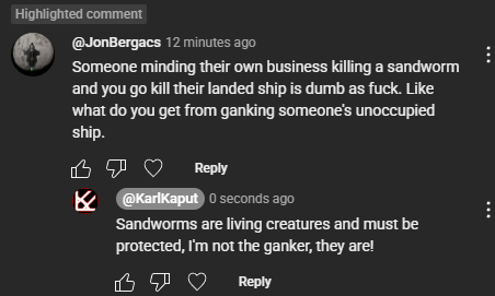 KarlKaput's tweet photo. The Organisation for the Restitution of Griefing And Sandworm Migrations will not idly stand by while innocent sandworms are killed mercilessly. The Star Citizen community are monsters... MONSTERS!!! https://t.co/gyGwtAuNuJ