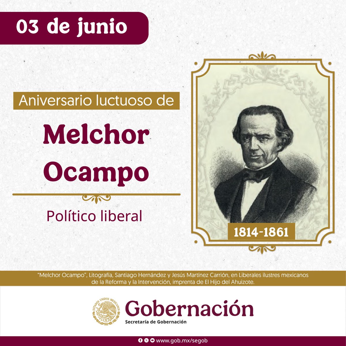 El 3 de junio de 1861 fue asesinado el político liberal Melchor Ocampo, quien fomentó la instrucción pública, fue colaborador cercano en el gobierno de Benito Juárez y participó en la elaboración de las Leyes de Reforma.
Sus restos están en la Rotonda de las Personas Ilustres.