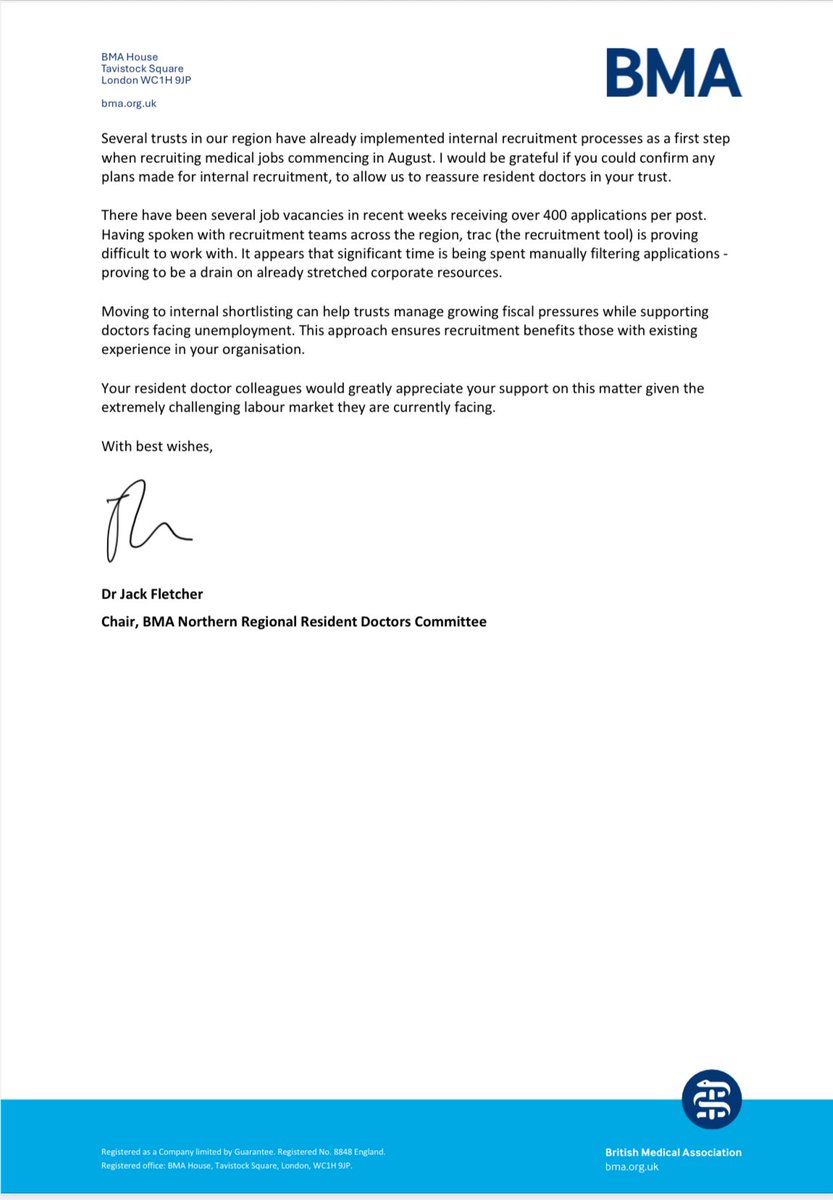 Hundreds of resident doctors across our region are facing unemployment.

Not enough specialty training posts &amp; huge NHS cuts are leaving doctors without jobs in August.

As a temporary measure, we have called on all trusts to support &amp; protect doctors in our region through this.