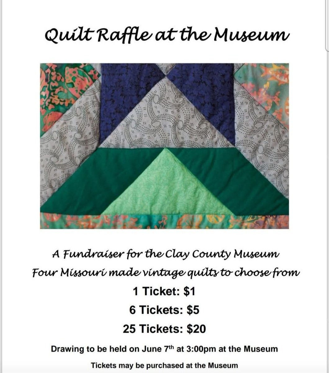 ClayCoMuseum's tweet photo. Our vintage quilts are on display now for raffle. Drawing is on the 7th at 14 N. Main St, Liberty. https://t.co/Kfn742qPJ9