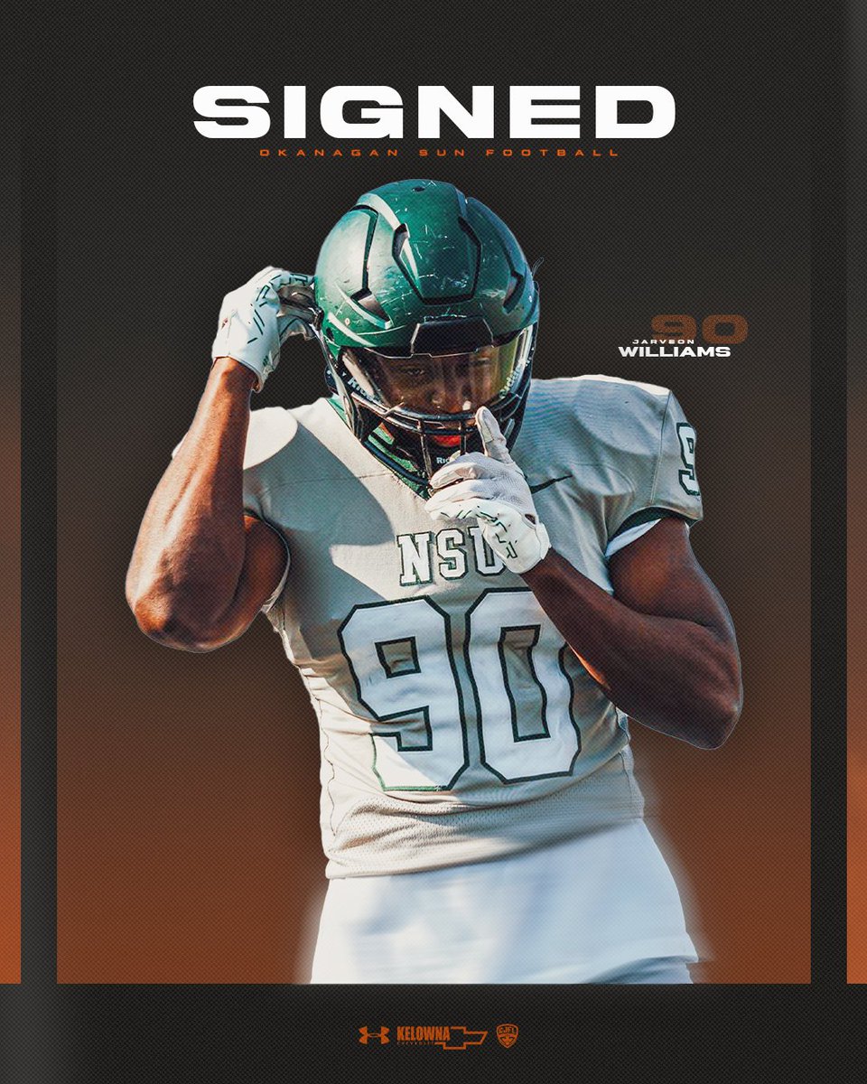 okanagan_sun's tweet photo. The Okanagan Sun are excited to announce the signing of  Jarveon Williams (@project_jarveon)

Name: Jarveon Williams (@project_jarveon)
Position: Defensive Line
Hometown: Ennis, Texas. USA
Previous Team: Northeastern State Uni

Powered By: @kelownachev

Artwork: @undrdogmediainc https://t.co/7KULtxqz80