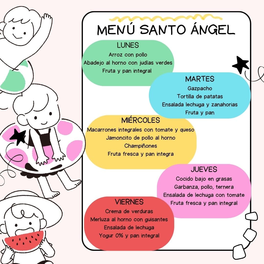Menú Santo Ángel. Semana 2-6 junio.