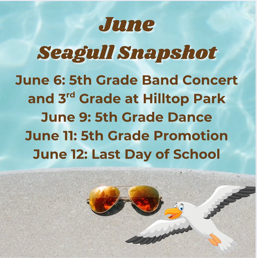 Here’s this months #SeagullSnapshot with some of the great events happening around campus. Make sure to check the weekly email for the most up to date information. #SeagullStyle #SeagullsSoarTogether 💙<a href="/SunsetHillsES/">SunsetHillsElementary</a>