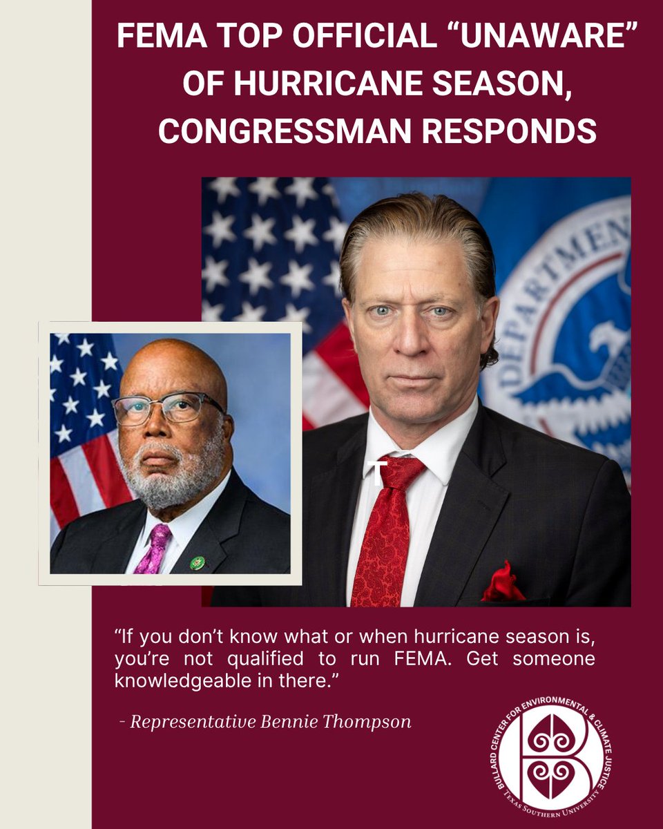 BullardCenter's tweet image. 👀 @FEMA’s new chief said he didn’t know the U.S. has a hurricane season. He said this on the second day of hurricane season. Staff are confused, critics are outraged, and FEMA’s readiness is in question.

🌪️ Full story: reuters.com/world/us/fema-…

#FEMA #DisasterPrep