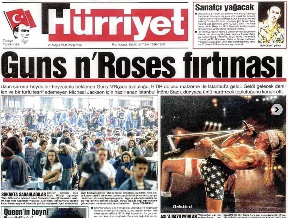 Sürekli 1990’larda verilen Metallica, Michael Jackson, Guns N’ Roses vb. konserlerin fotoğraflarını paylaşıp Türkiye’nin o dönem Norveç gibi iyi bir yer olduğunu iddia eden insanlar var.

Acaba 2050’lerde de dünkü Guns N’ Roses konserini örnek göstererek, Türkiye’nin 2010’lu,
